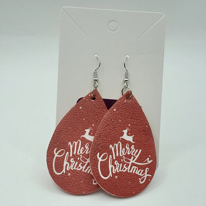 Christmas Faux Leather Earrings