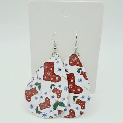 Christmas Faux Leather Earrings