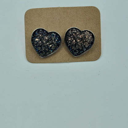 Fuzzy Heart Studs