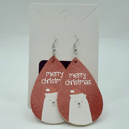 Christmas Faux Leather Earrings