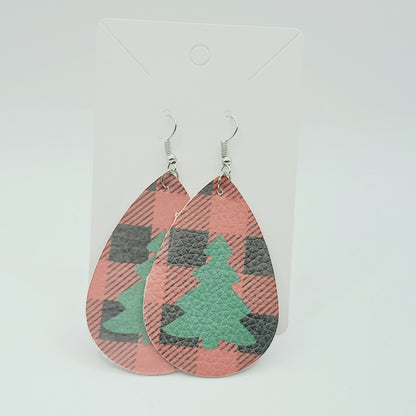 Christmas Faux Leather Earrings