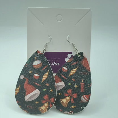 Christmas Faux Leather Earrings