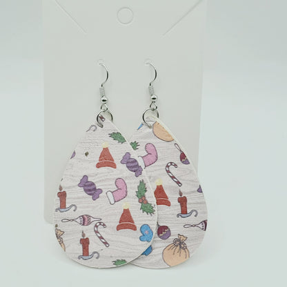 Christmas Faux Leather Earrings