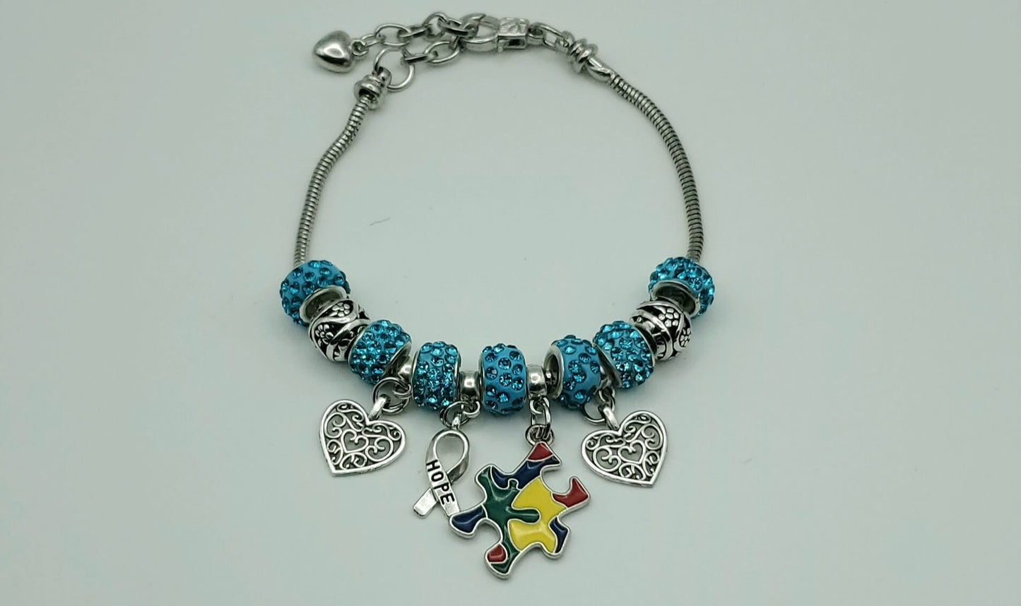 Autism Awareness Charm Bracelet(Silver)