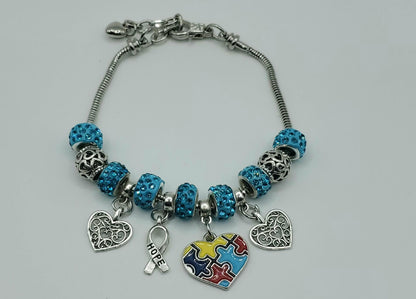 Autism Awareness Charm Bracelet(Silver)