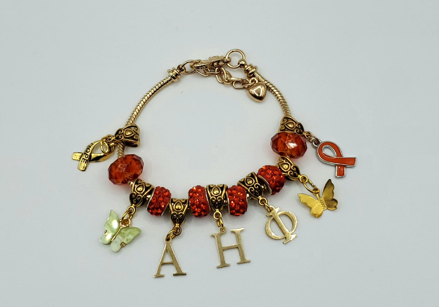 Alpha Eta Phi Multiple Sclerosis w/ Greek Letters Charm Bracelet