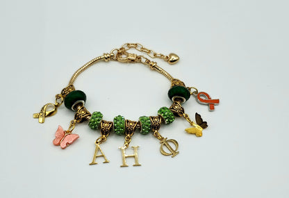 Alpha Eta Phi Multiple Sclerosis w/ Greek Letters Charm Bracelet