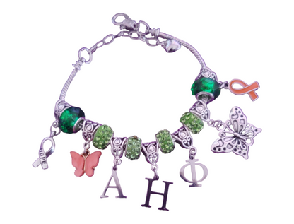 Alpha Eta Phi Multiple Sclerosis w/ Greek Letters Charm Bracelet